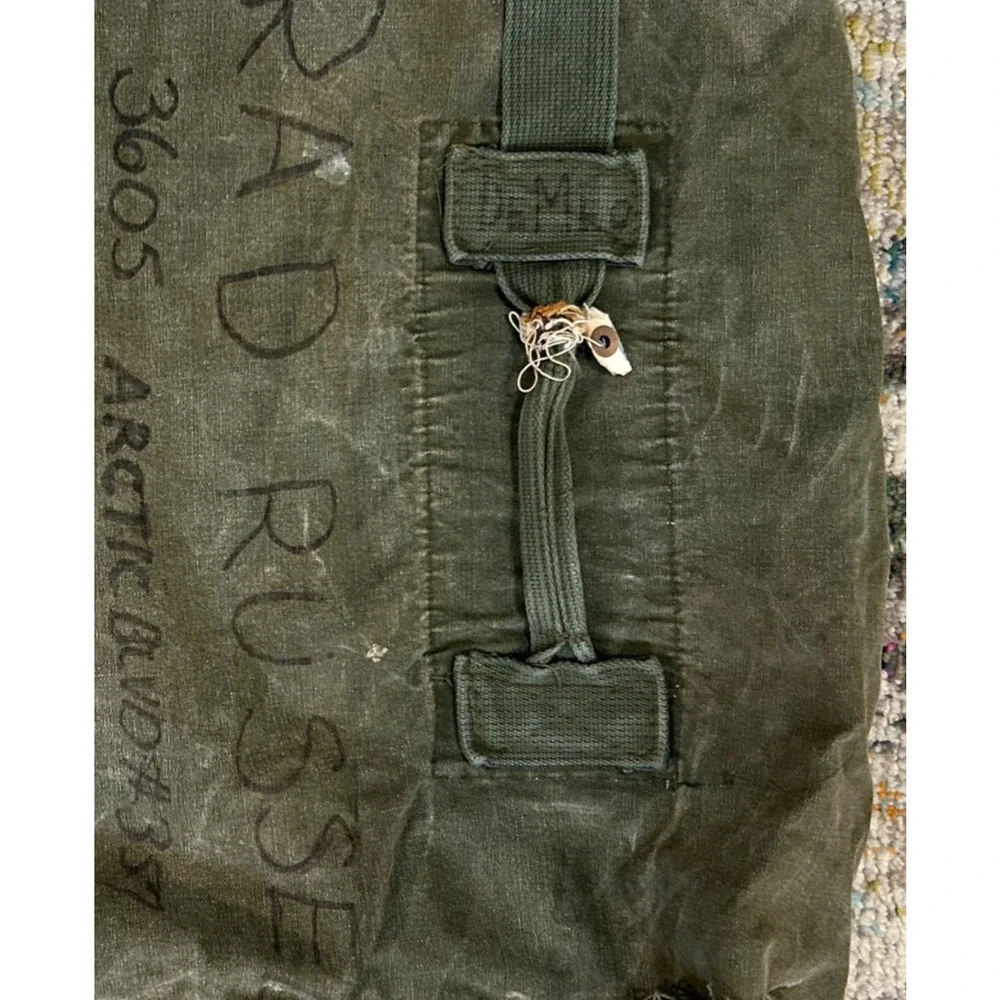Vintage US Military Canvas Duffel Sea Bag Olive Drab Army Green USGI Gear